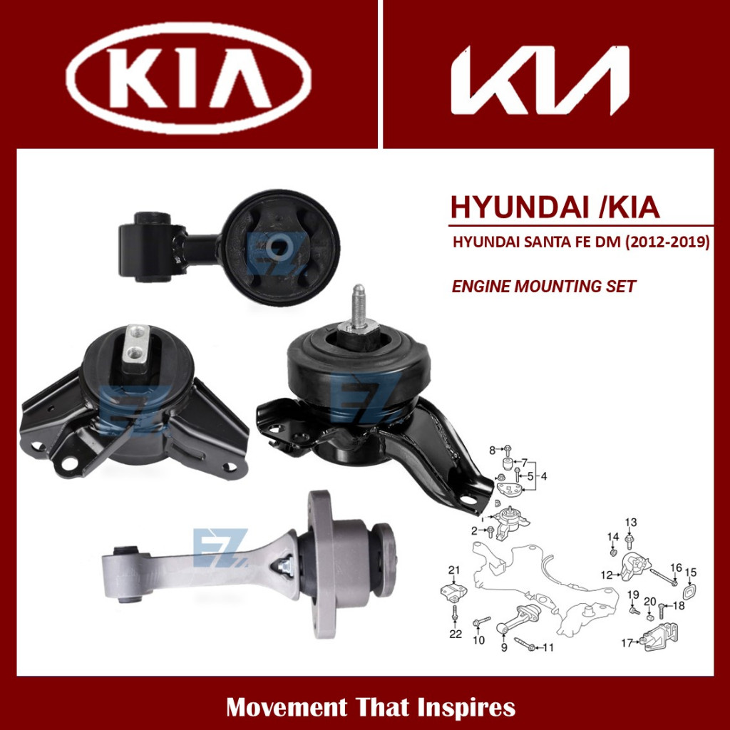 [4 IN 1]- ENGINE MOUNTING SET FOR HYUNDAI SANTAFE SANTA FE DM 2.2 2.4 ...