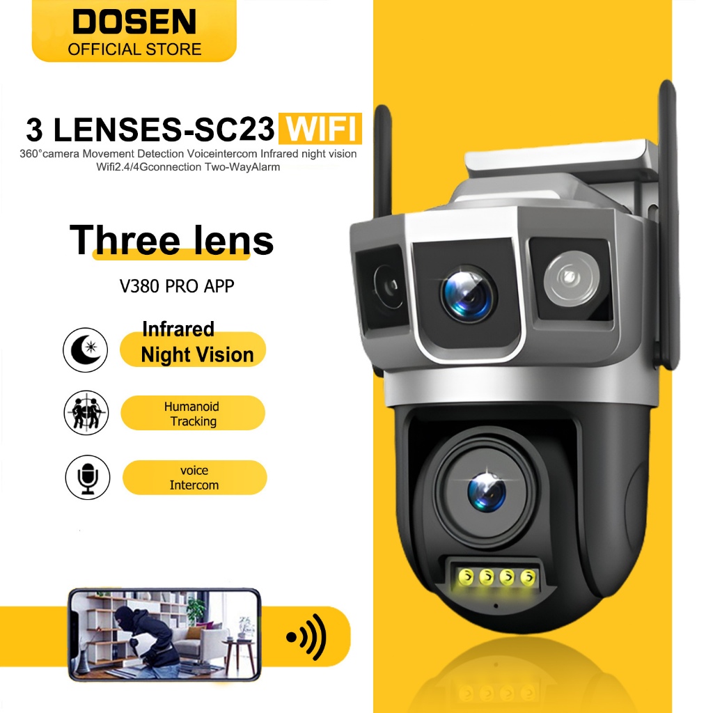 DOSEN Three Screen SC23 Wireless Outdoor Waterproof Wifi 360 Cctv ...