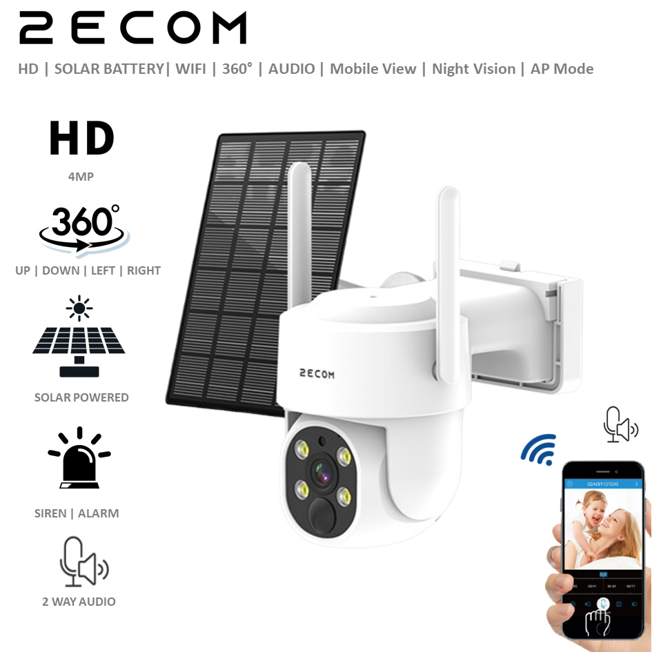2ECOM 4MP SOLAR WIRELESS CCTV SOLAR PANEL BATTERY ROTATE EYEBALL CAMERA ...
