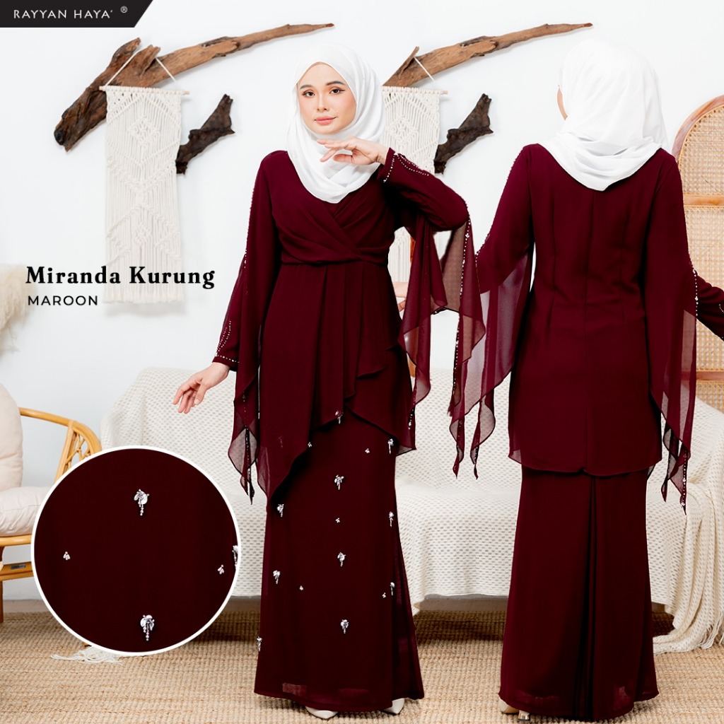 NEW ARRIVAL Rayyan Haya' Miranda Chiffon Kurung Beads (READYSTOCK) Muslimah Plus Size Super Comfy
