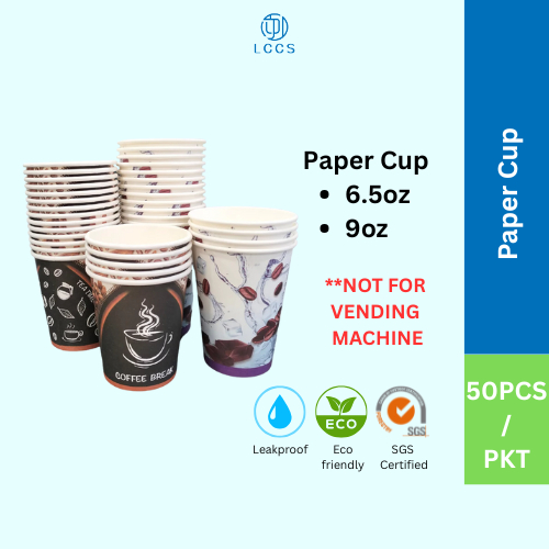 [50pcs] Paper Cup 6.5oz & Paper Cup 9oz. Disposable Paper Cup / Cawan ...