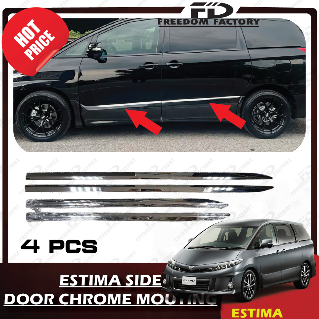 Toyota Estima ACR50 2006-2017 Door Panel Liner Chrome side moulding ...