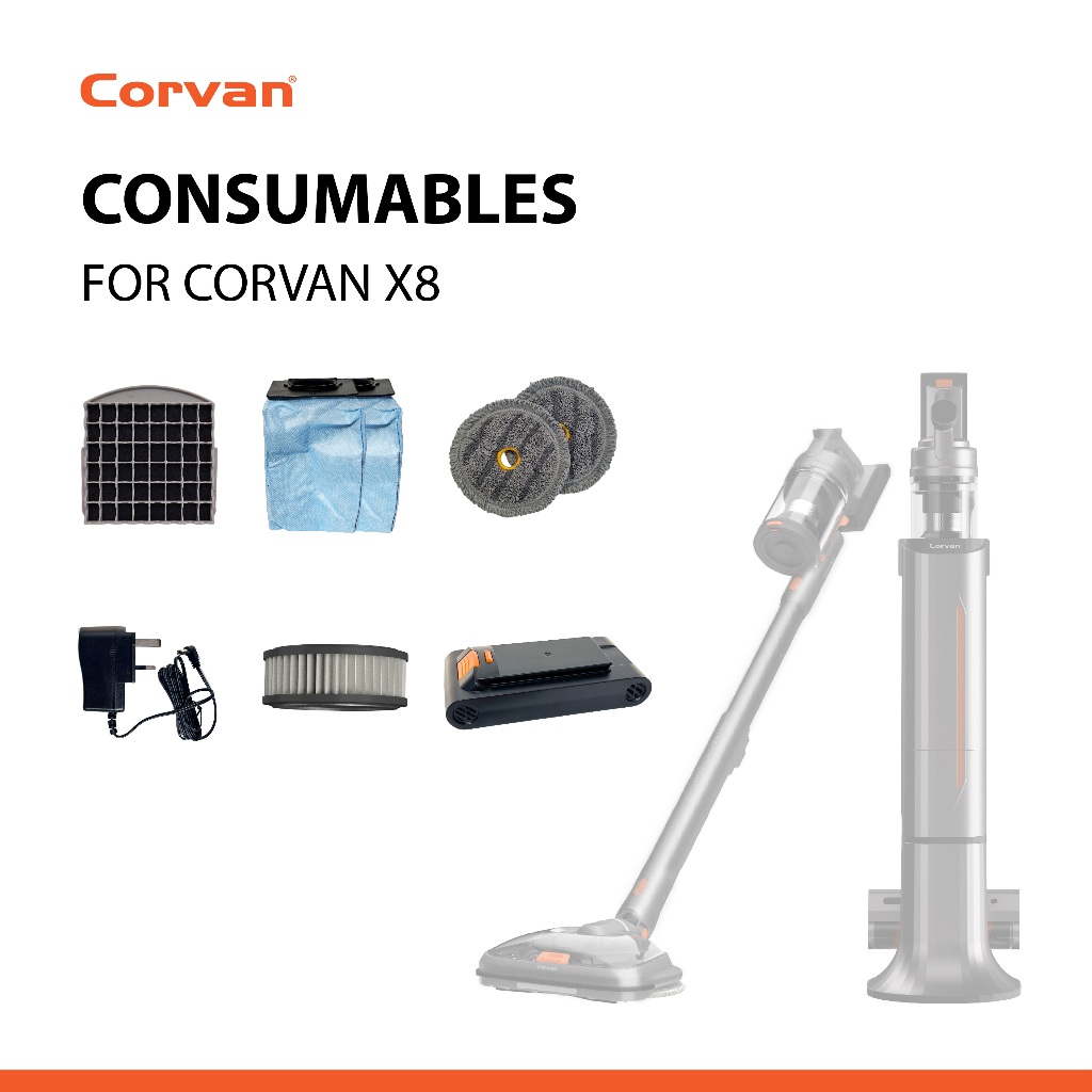 Corvan X8 Self Clean 4-in-1 Consumables & Parts- Dust Bag, HEPA filter ...