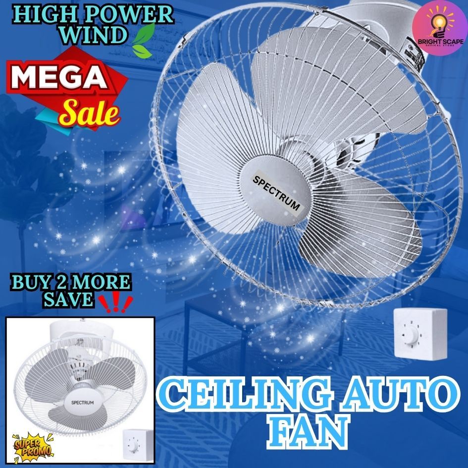 Kipas Auto Siling 16'' 3 Blades 3 Speed Ceiling Auto Fan with ...
