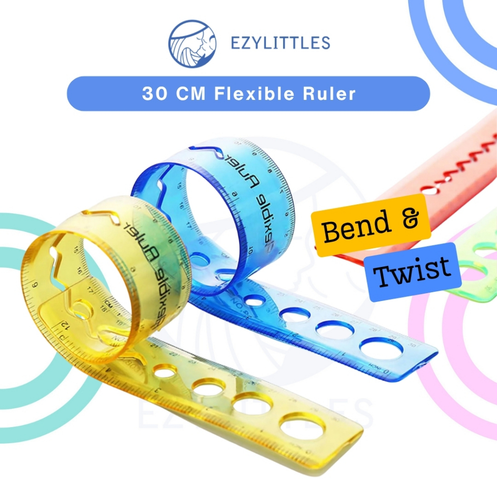 EZYLITTLES 30CM Flexible Curve Ruler Drawing Measure Tool Soft Plastic ...