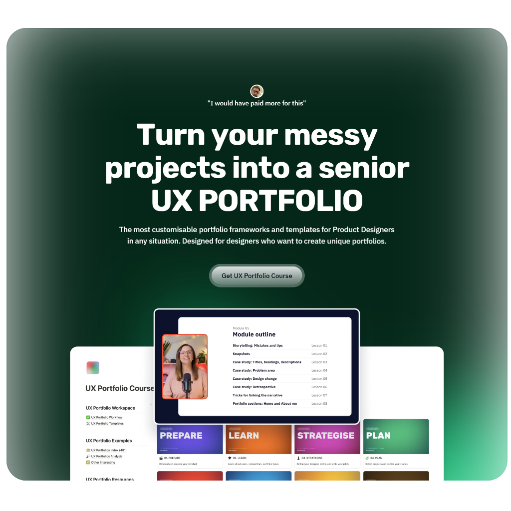 UI/UX Video Course- UX Portfolio Course-Turn your messy projects into a ...