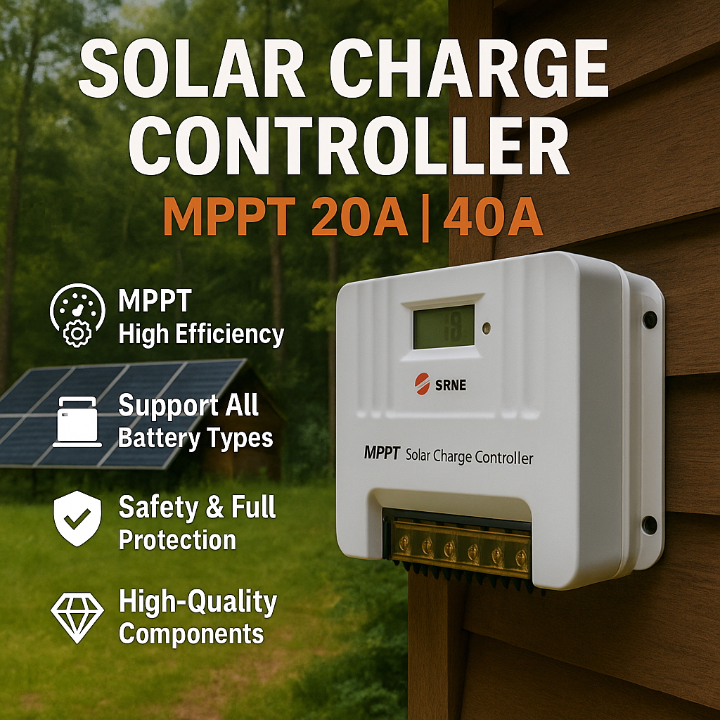 SRNE 20A/40A/60A 12/24/36/48V High Quality Efficiency MPPT Solar Charge ...