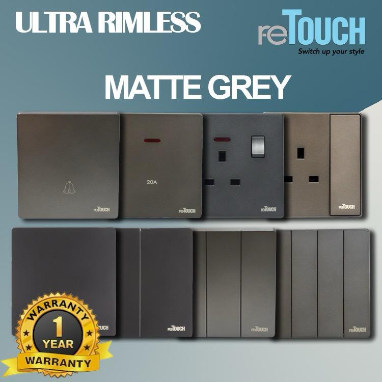 Retouch Ultra Rimless Grey Swicth and socket | Shopee Malaysia