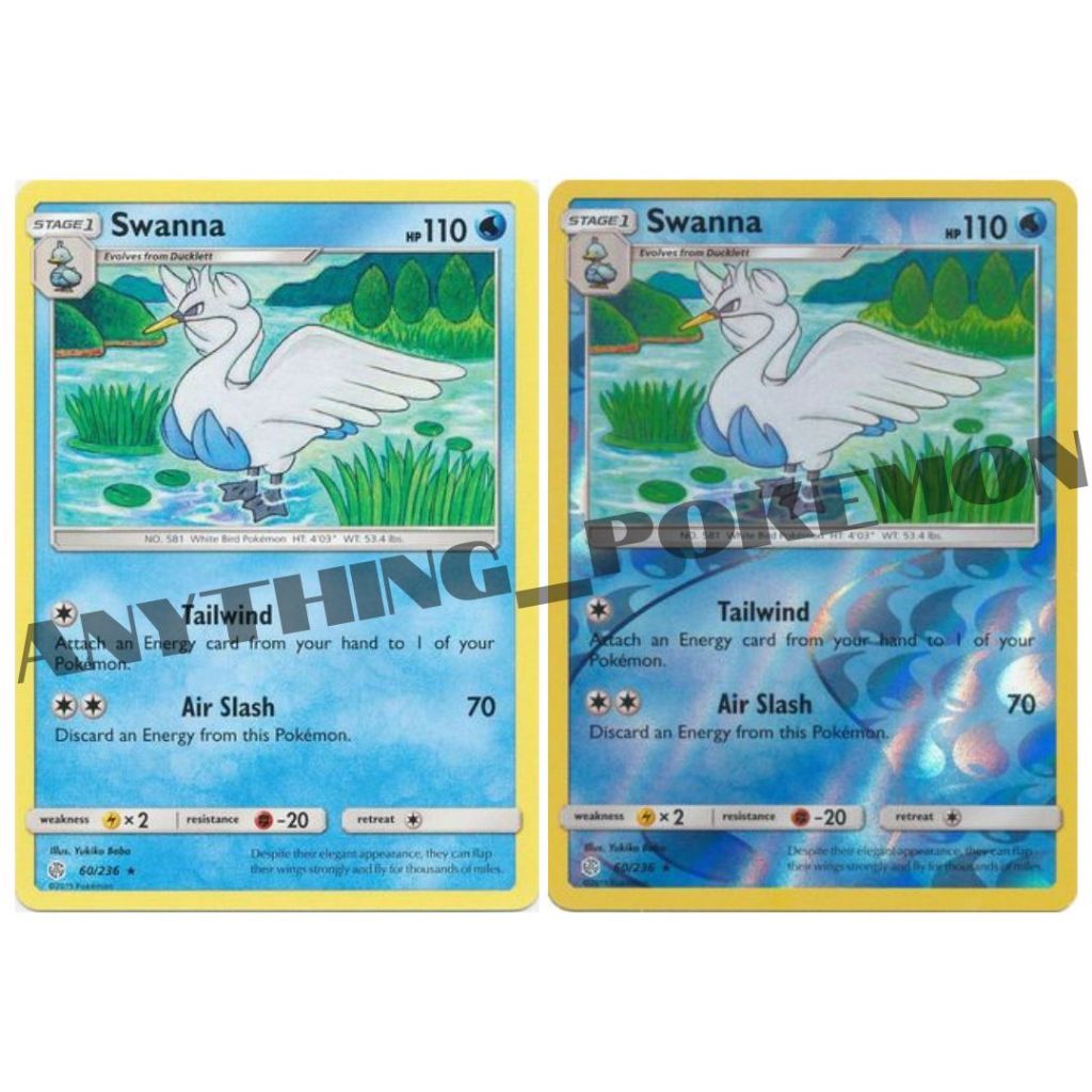 Pokemon Card - Swanna (60/236) - RARE/REVERSE HOLO - Cosmic Eclipse Singles  | Shopee Malaysia