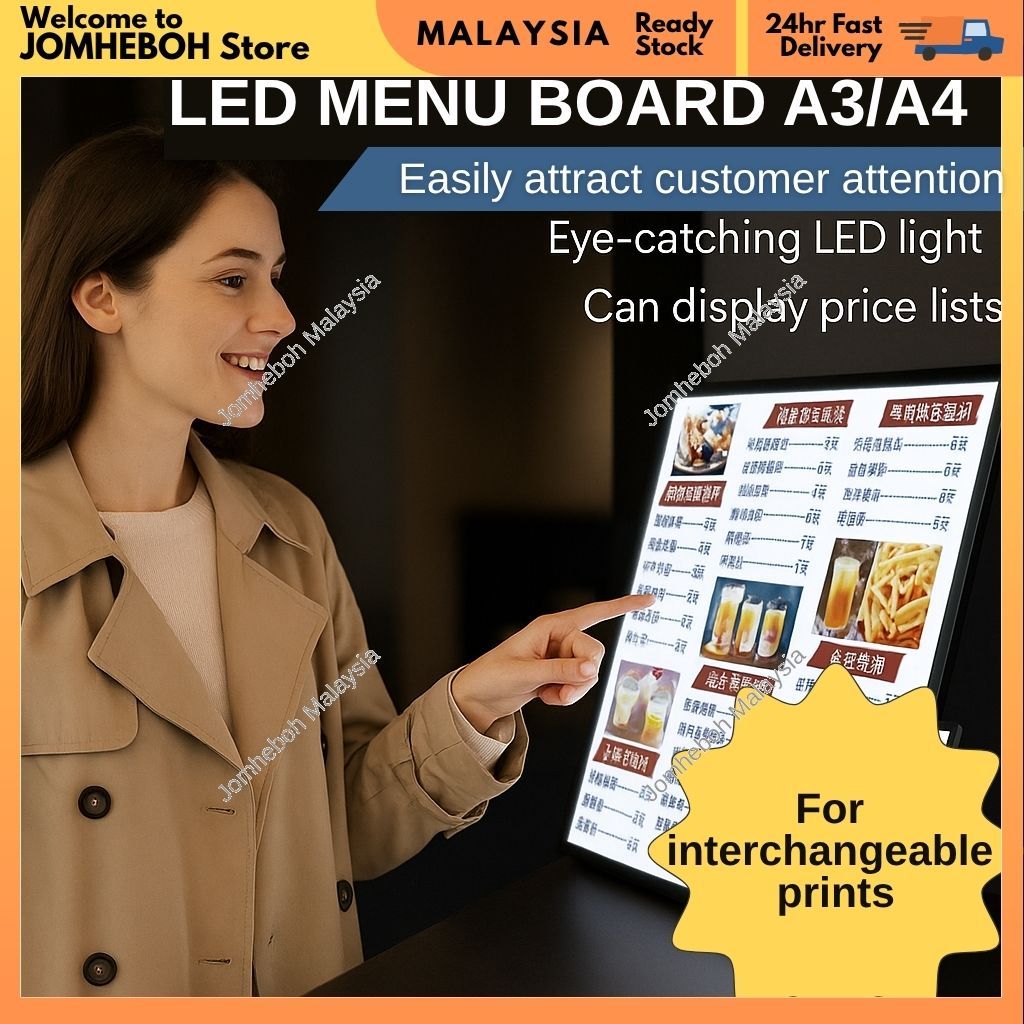 Table Light LED Menu Board A3 A4 Wall Mount Adjustable Angle Super ...