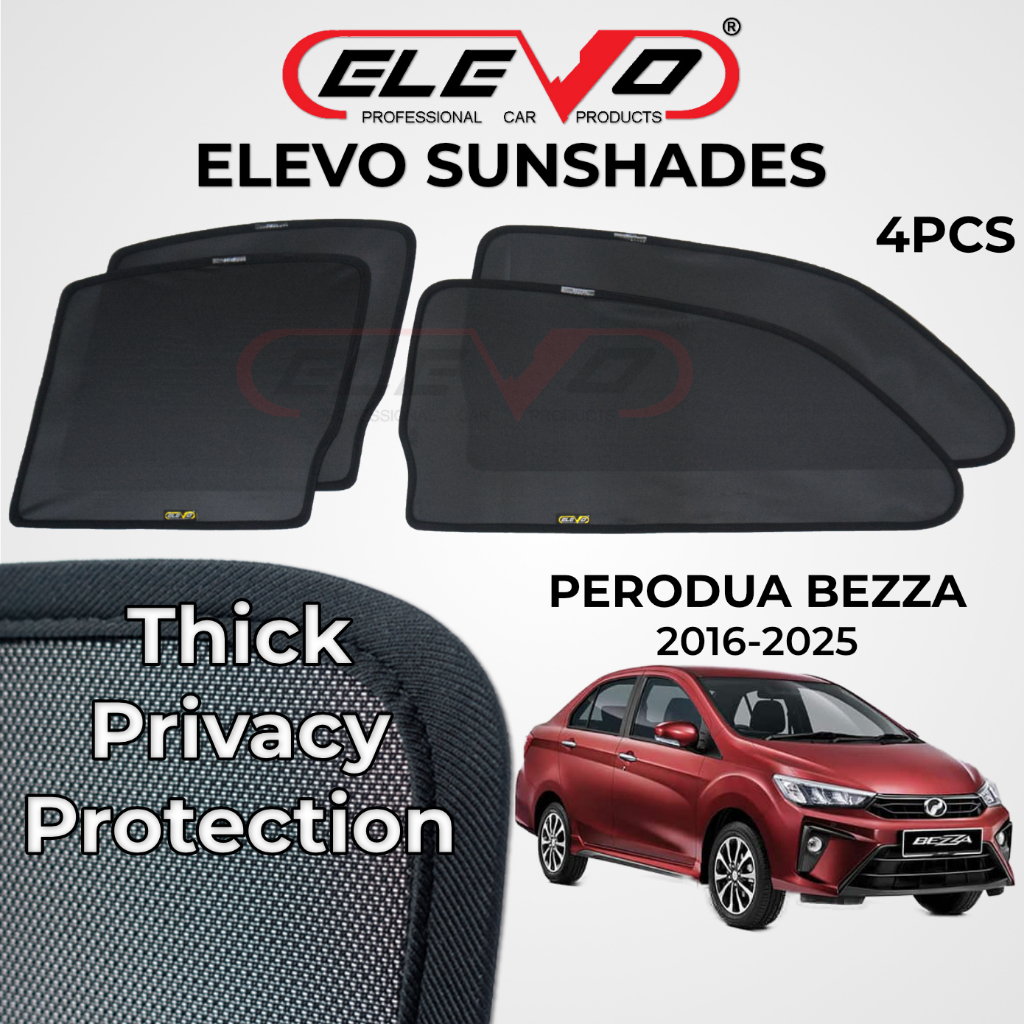 ELEVO Perodua Bezza 2016 To 2025 Sunshade Sun Shade Windows 4pcs ...