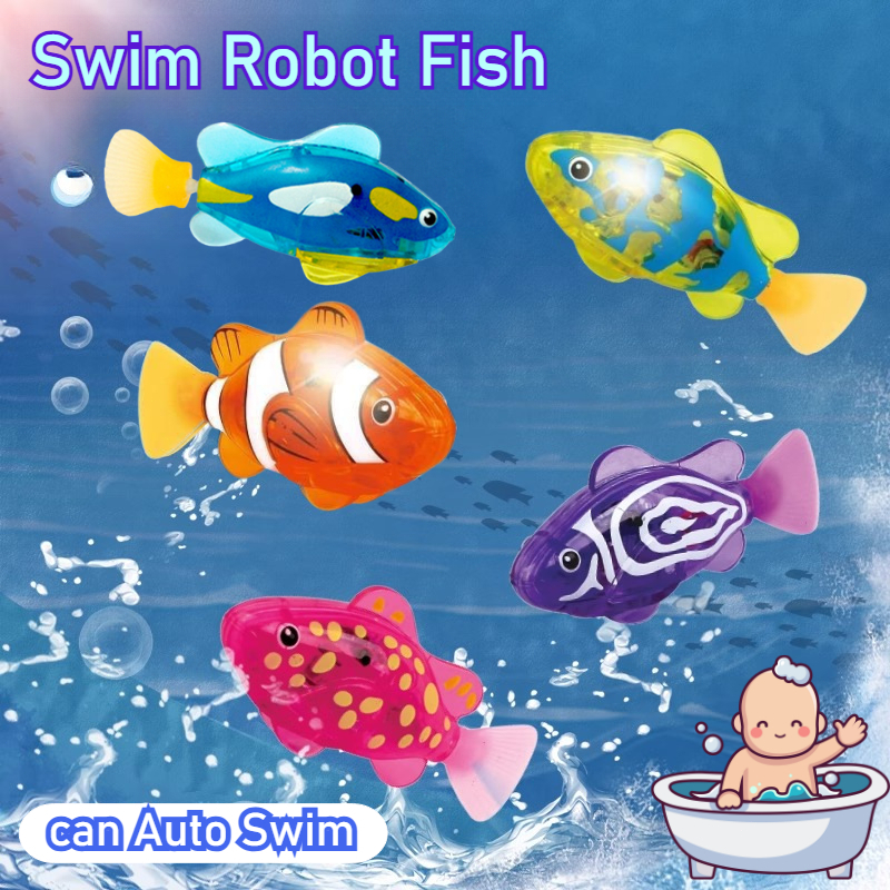 Ikan Robot Glowing Robot Fish Toy Kid Baby Bath Toy Baby Shower Toy ...