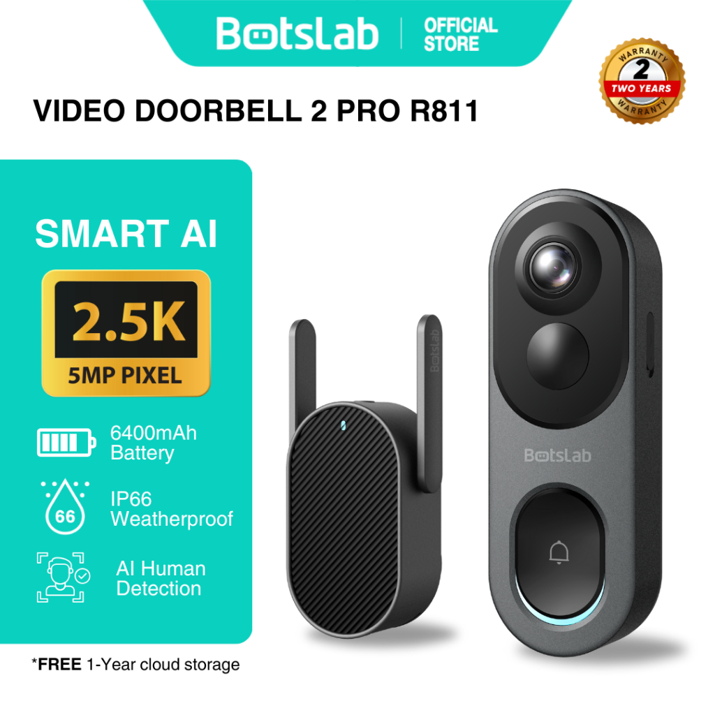 Botslab Video Doorbell Cam R811 2.5K 5MP HDR Smart Home Security Camera ...