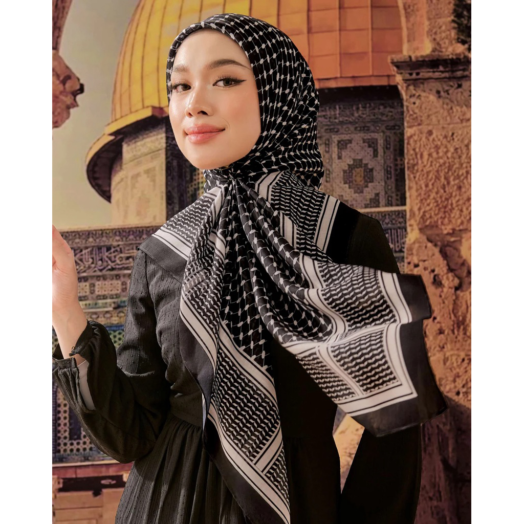 TUDUNGRUFFLE KAFFIYEH / TATREEZ / ANIESHA 🇵🇸🇹🇷 ~ Printed Voile Square ~ Premium Cotton Voile
