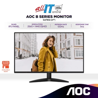 AOC Q27B36 27" QHD 2560 x 1440 Frameless Monitor | IPS | 100Hz | Adaptive Sync | 1ms (HDMI / DP)