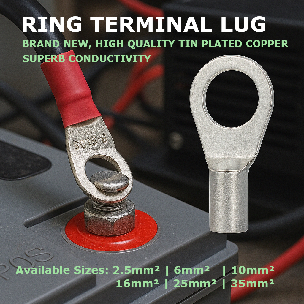 Ring Terminal Cable Lug 2.5mm/6mm/10mm/16mm/25mm/35mm Tin Plated Pure ...