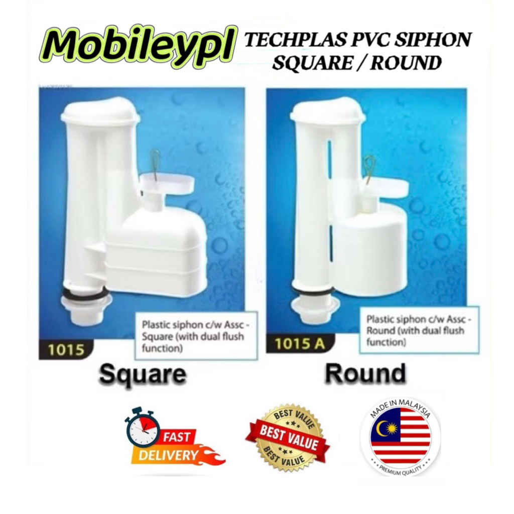 TECHPLAS Toilet Cistern Siphon Plastic Flush Pump ( Round (FAO 1015A ...