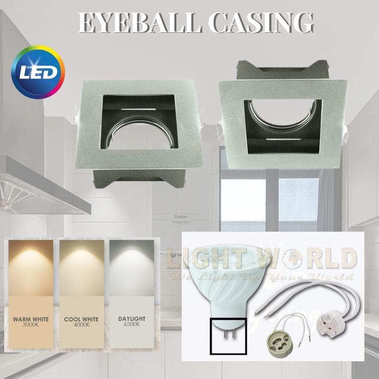 Square Recessed Downlight Eyeball MR16/GU10 Free Bulb Silver Spotlight ...