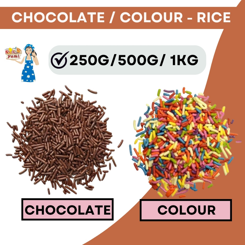 [READY STOCK] CHOCOLATE / COLOUR RICE (PREMIUM) - 250G / 500G / 1KG ...
