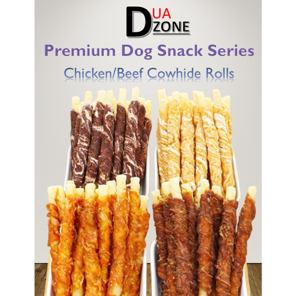 Premium Dog Treats Chicken/Beef Rawhide Chew Rolls 100g Dog Food Treats ...