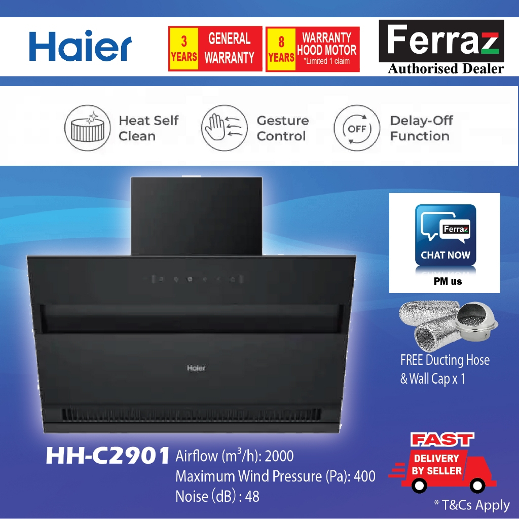 HAIER HH-C2901 Kitchen Hood 2000 m³/hr / HAIER HH-S901GS Cooker Hood ...