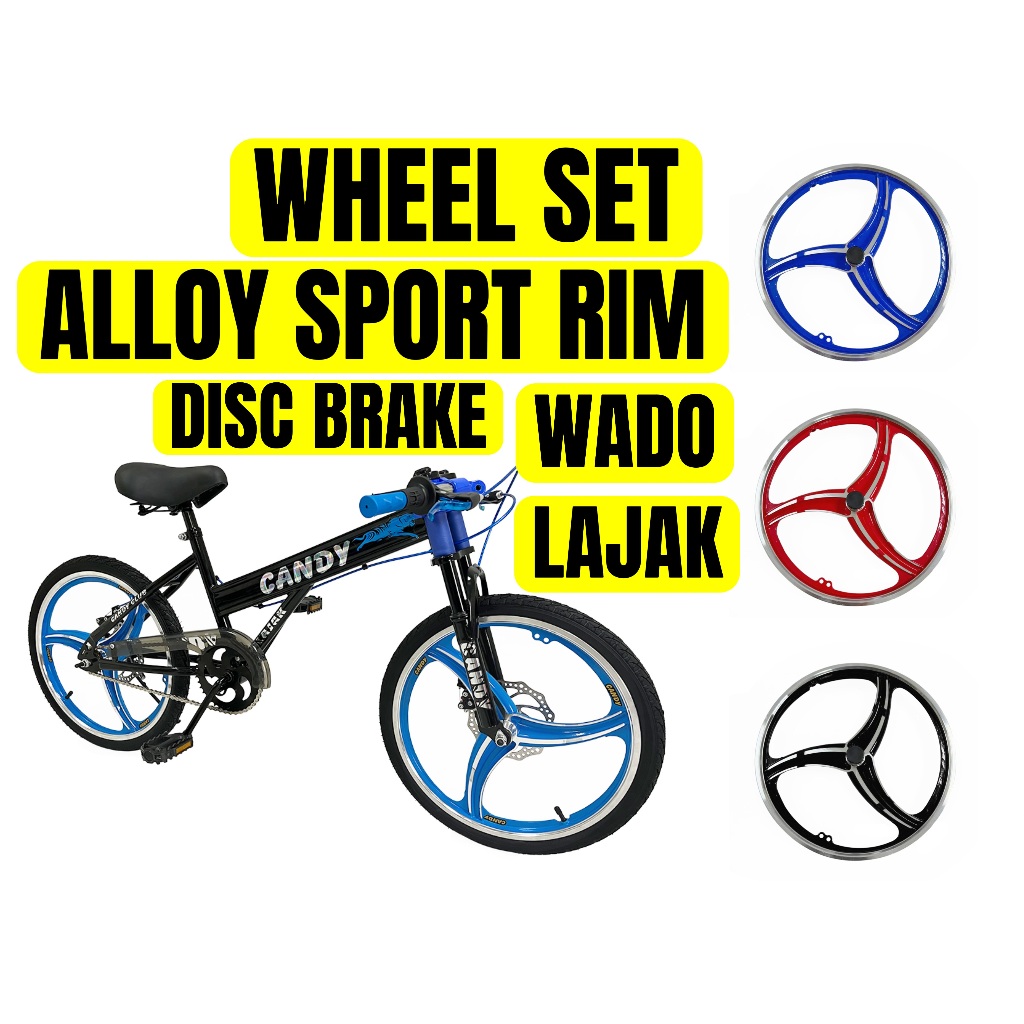 BICYCLE ALLOY ALUMINIUM WHEEL SET SPORT RIM WADO RODA ALOI 3 KAKI ...