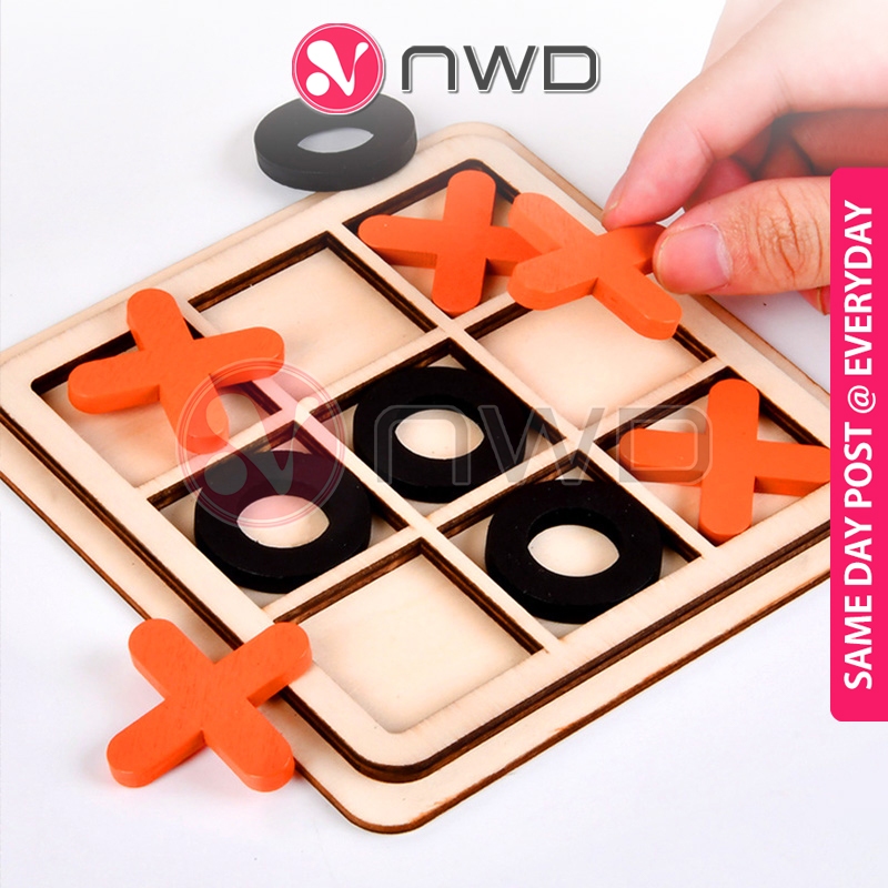 𝗖𝗟𝗔𝗦𝗦𝗜𝗖 𝗙𝗨𝗡 》Wooden Tic Tac Toe Table Game XO Board Puzzle Kids ...