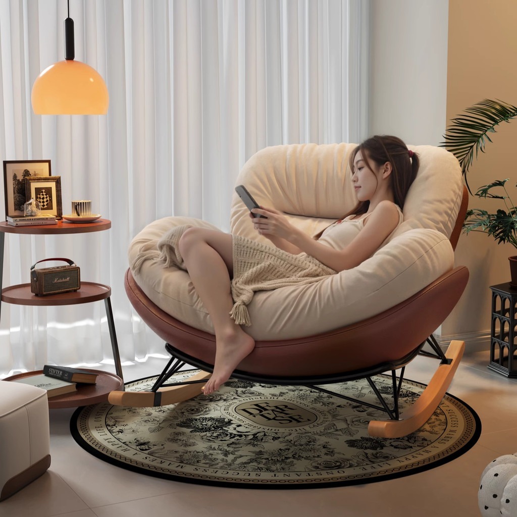 Single Rocking Chair Home Lazy Sofa Living Room Balcony Leisure Chair ...