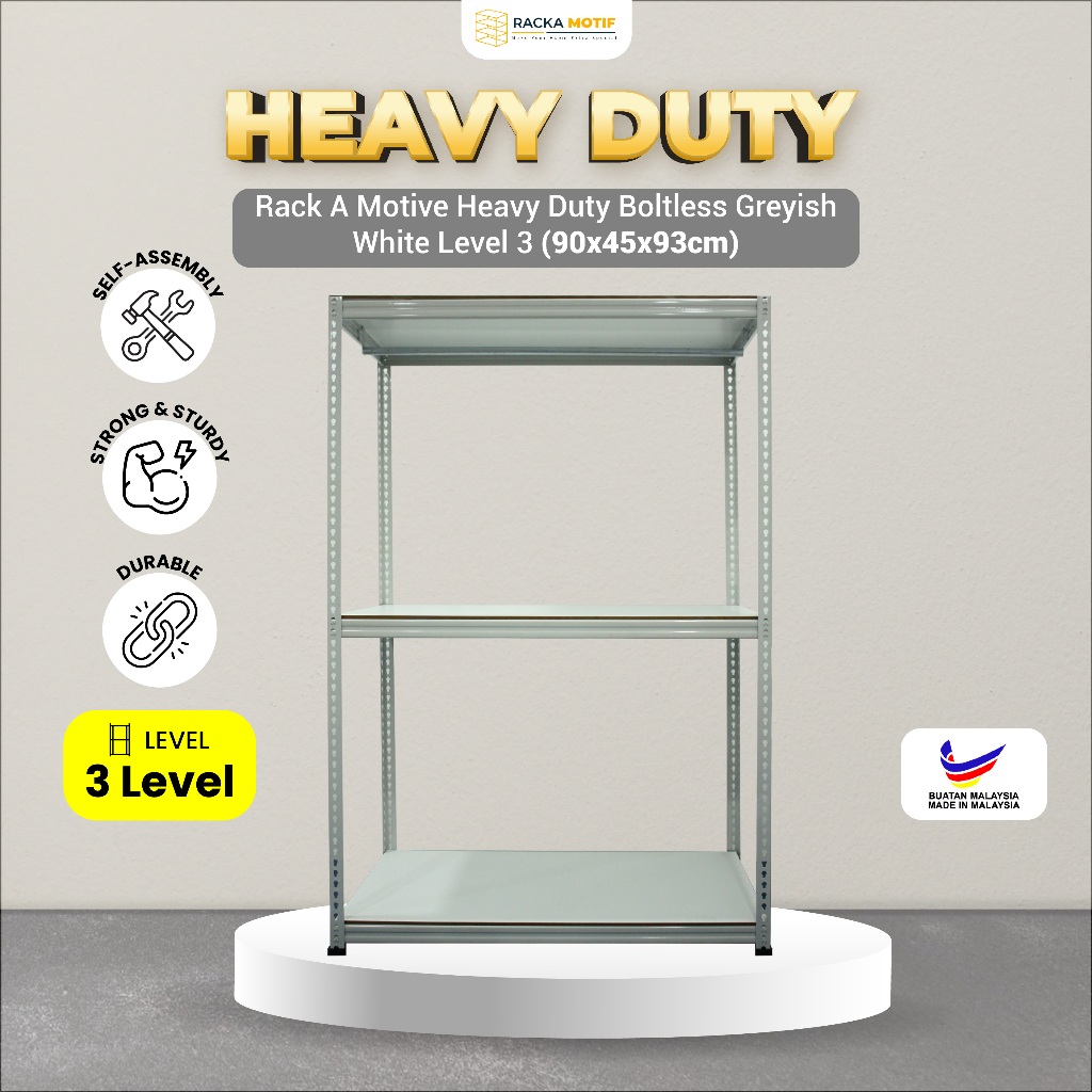Rack A Motive Heavy Duty Boltless Greyish White - 3 Level Office ...