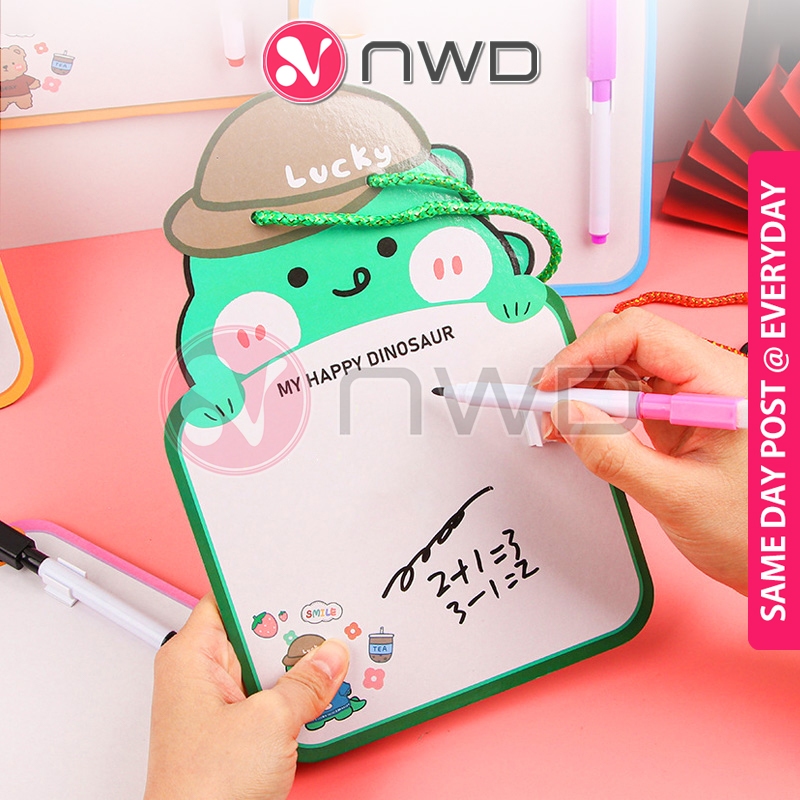 𝗗𝗢𝗨𝗕𝗟𝗘 𝗦𝗜𝗗𝗘𝗗 》 Cartoon Erasable Drawing Pad Message Student Writing ...