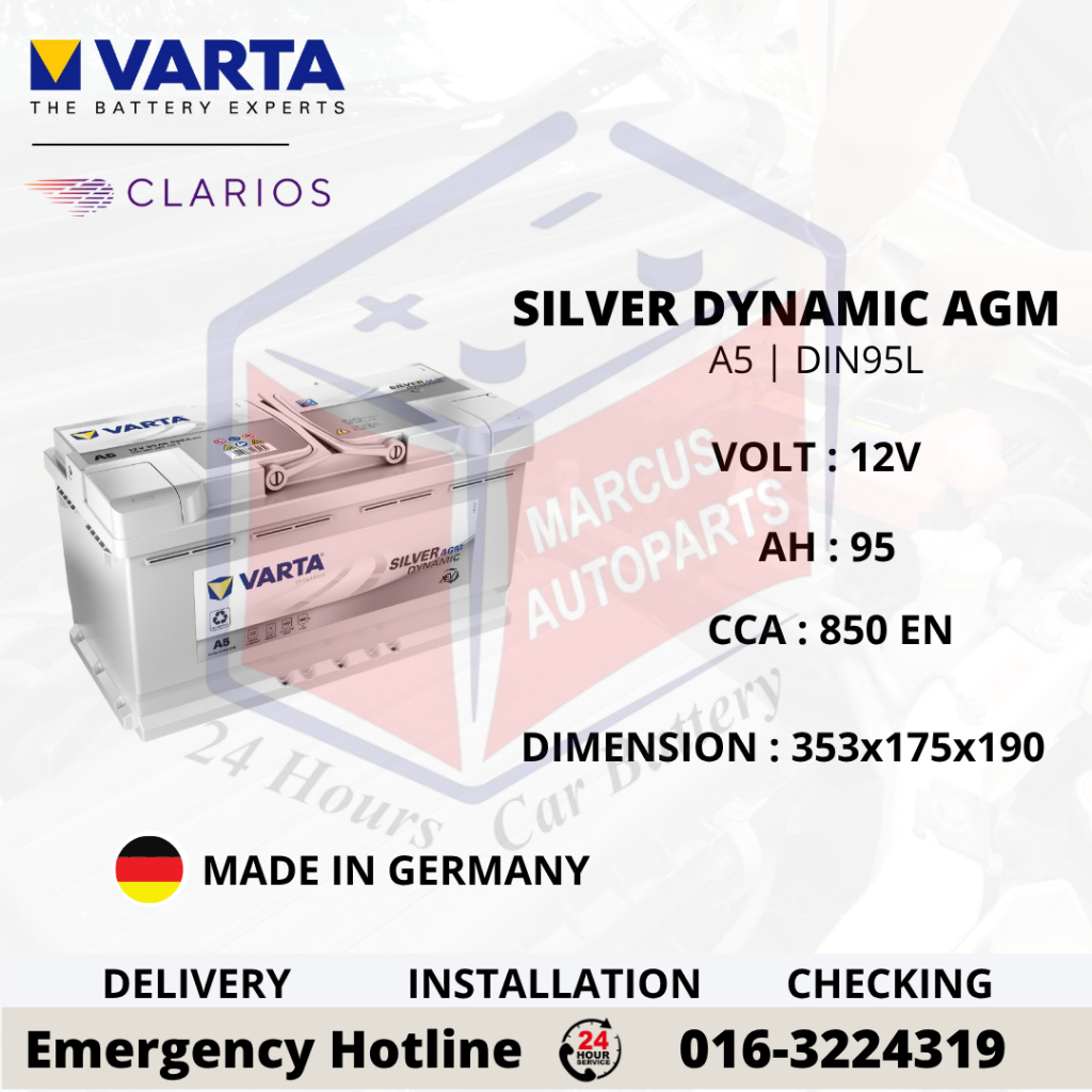 VARTA SILVER DYNAMIC AGM LN5 | A5 | G14 | DIN95L AUTOMOTIVE CAR