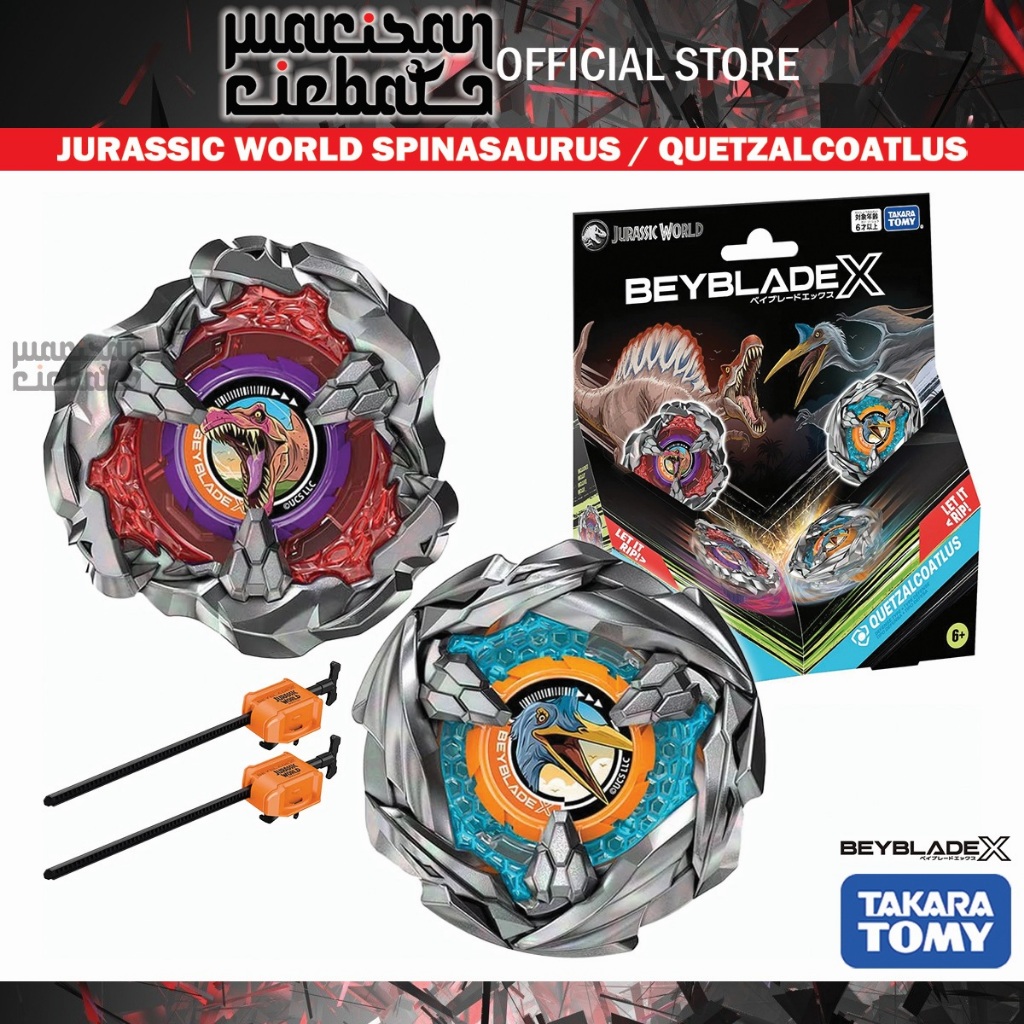 Beyblade X Collaboration Jurassic World - Spinosaurus Vs Quetzalcoatlus Multipack, 2 Toupies + 2 Lanceurs