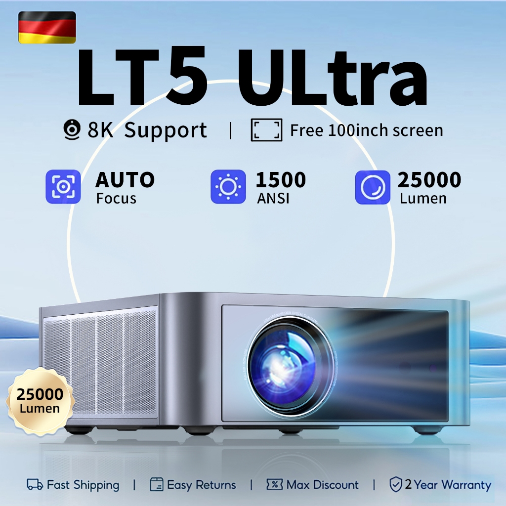 【Full 8K】Apexus LT5 Auto Focus 1920P Android 9.0 Intelligen Projector ...