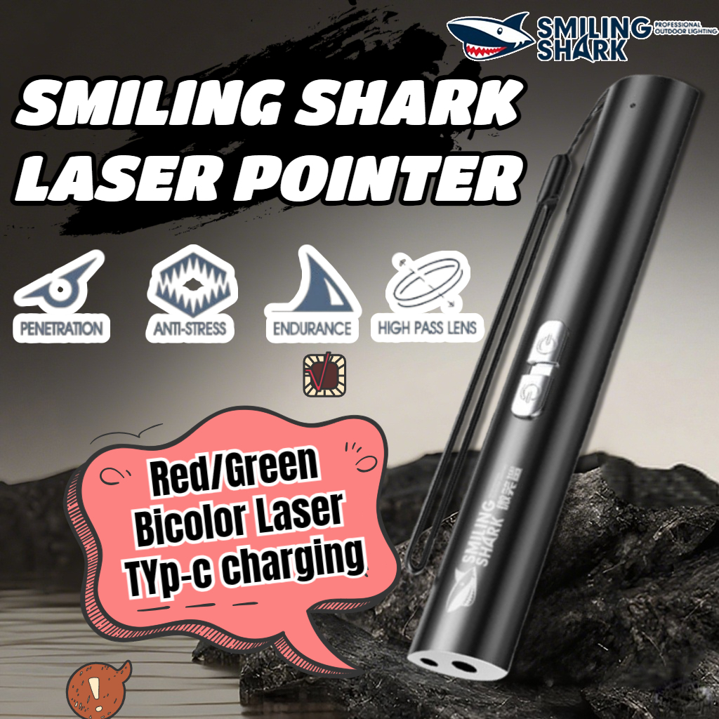 Smiling Shark USBLaser Pointer 2in1 Green Red Light Long Shot 1000 ...