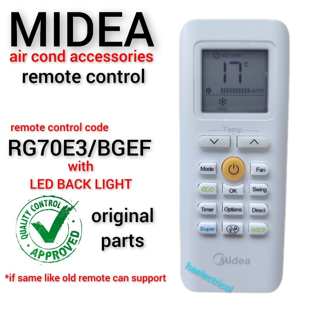 midea air cond remote control RG70E3/BGEF | Shopee Malaysia