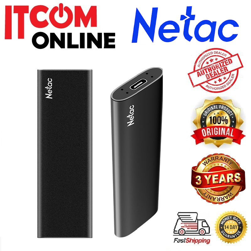 NETAC Z SLIM 250GB 500GB 1TB USB3.2 TYPE-C EXTERNAL SSD (550MB/S) BLK ...