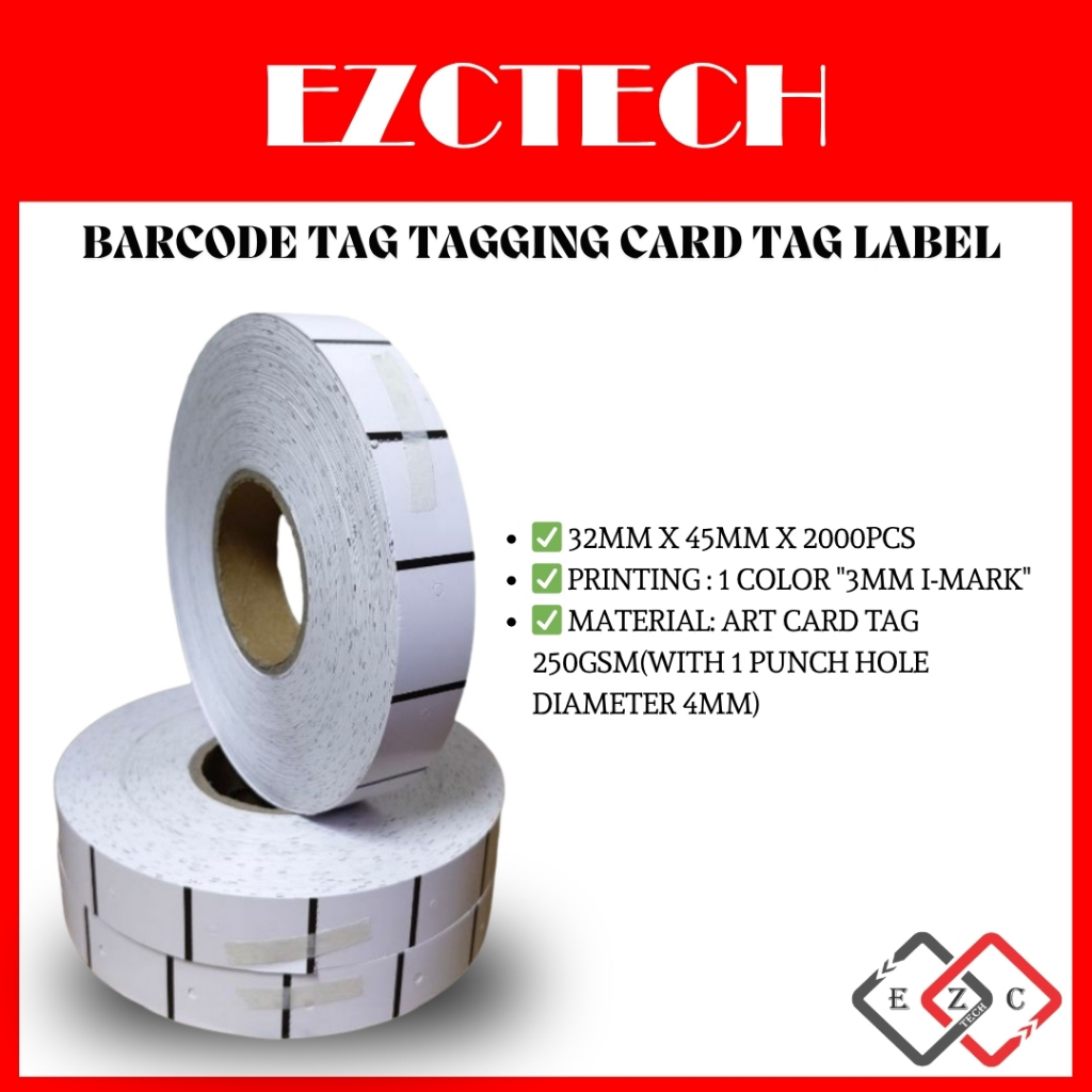 Barcode Tag Tagging Card Tag Label Pakaian Price Card Tag Card 1 rolls ...