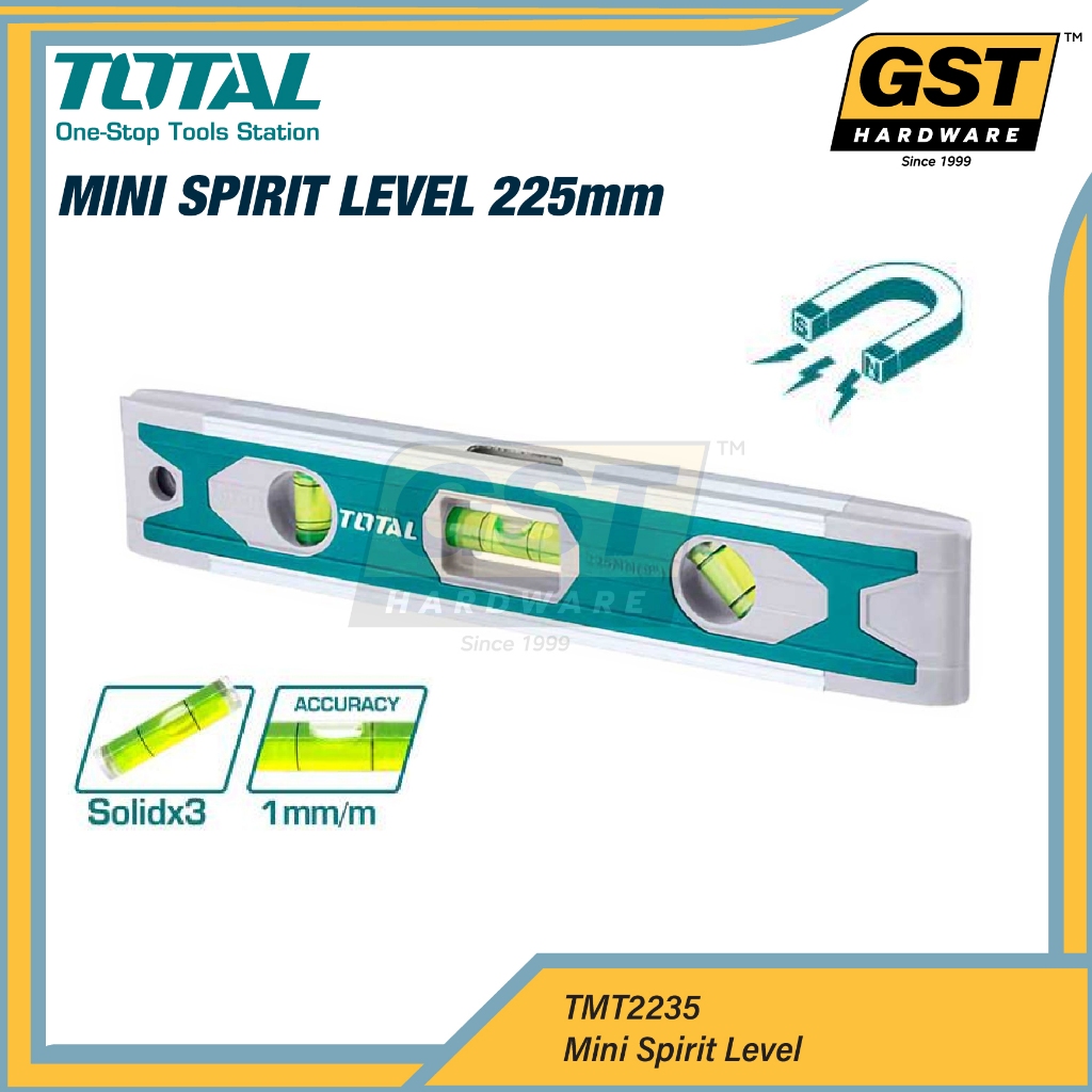 🔥 TOTAL Mini Spirit Level 225mm Water Level Ruler Spirit Level Ruler ...