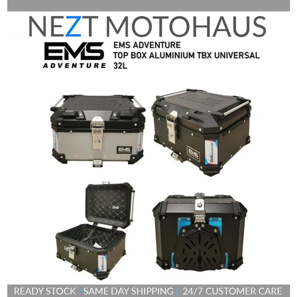EMS Universal TOP BOX Aluminium 32L Silver / Black | Shopee Malaysia
