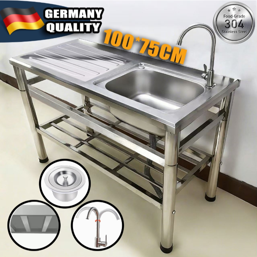 🔥304 stainless steel🔥kitchen sink with Drain pipes faucets and brackets ...