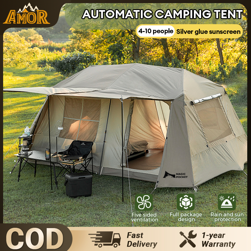 Village13 Automatic Family Ridge Tent Silver-Coated Waterproof Tent ...