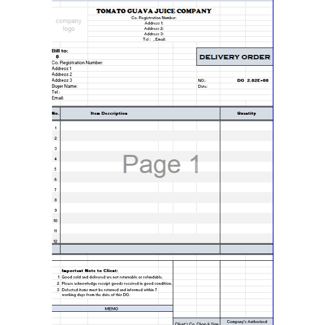 Auto Calculate Delivery Order Template Excel Sheet | Shopee Malaysia