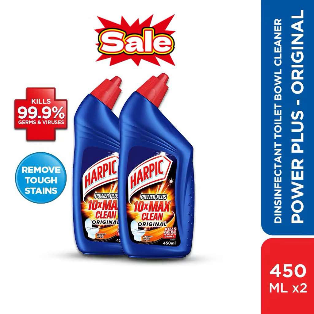 Harpic Power Plus Original (450ml x 2) Disinfectant Toilet Cleaner ...