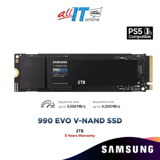 Samsung SSD M.2 990 EVO (2TB) 2280 PCIe 4.0 x4 / 5.0 x2 NVMe M.2 V-NAND SSD MZ-V9E1T0BW MZ-V9E2T0BW