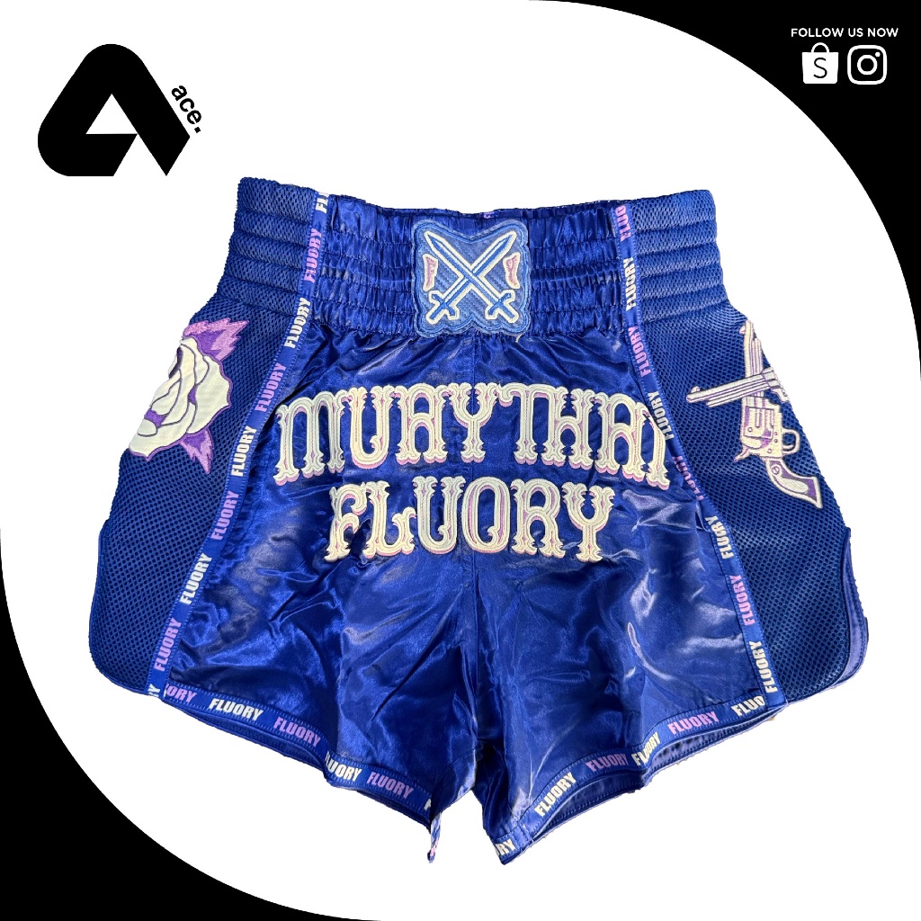 FLUORY MUAY THAI SHORTS (MTSF118 BLUE) (READY STOCK) | Shopee Malaysia