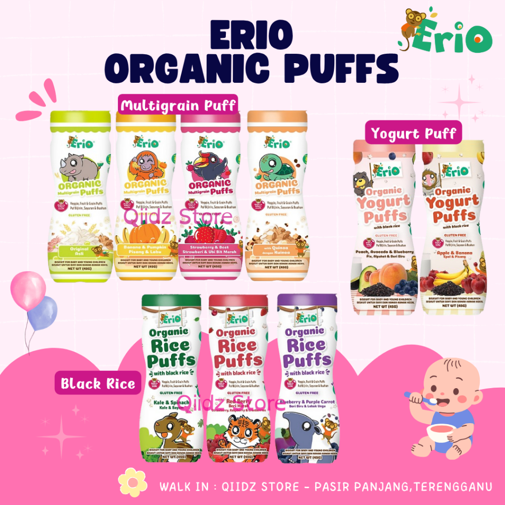 ERIO ORGANIC MULTIGRAIN PUFFS 45G SNACK BABY ERIO BABY FOOD BABY PUFFS ...