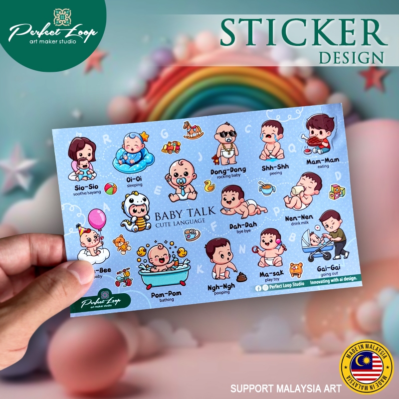 Sticker Design Asian Baby Cute Talk Language BUY 10 FREE 1 (Pelekat ...
