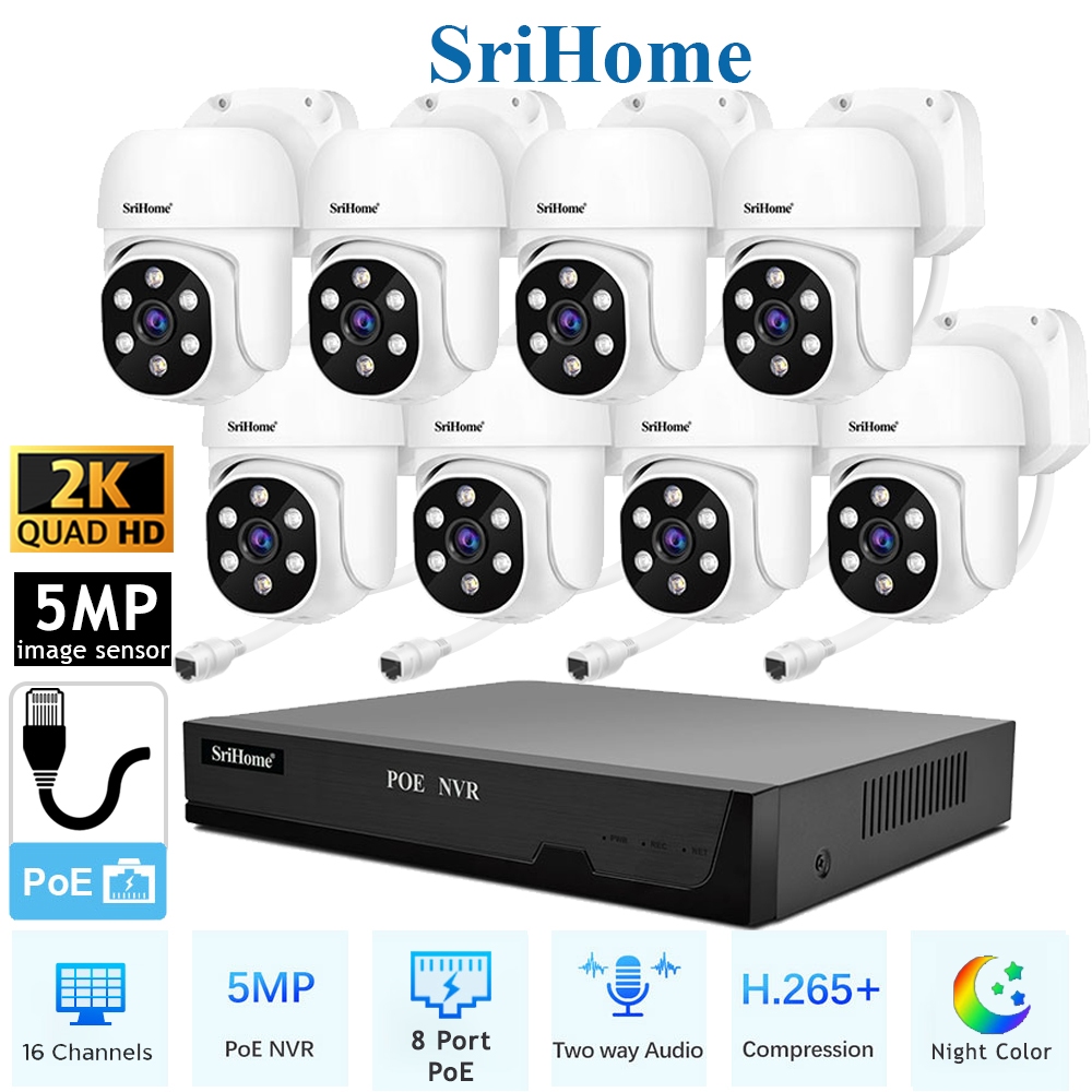 (5MP) Wired Security CCTV System - SriHome PoE NVR 8-port + 8x 5MP ...