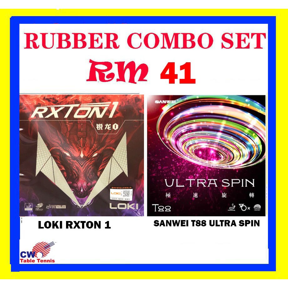LOKI RXTON 1 Spin-Elastic Inverted Table Tennis Rubber + SANWEI T88 ...