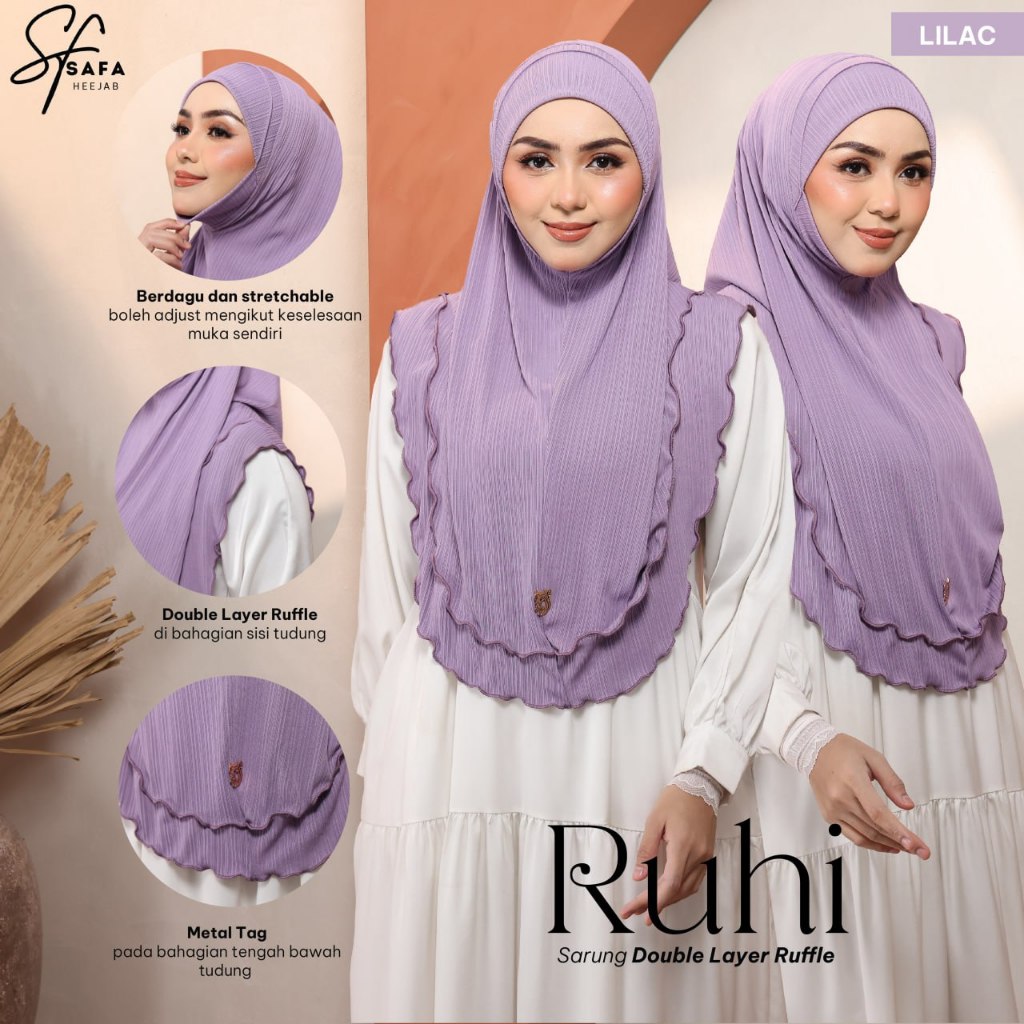 TUDUNG SARUNG RUHI DOUBLE LAYER RUFFLE | KAIN LADY CRUSH CRINCKLE ...